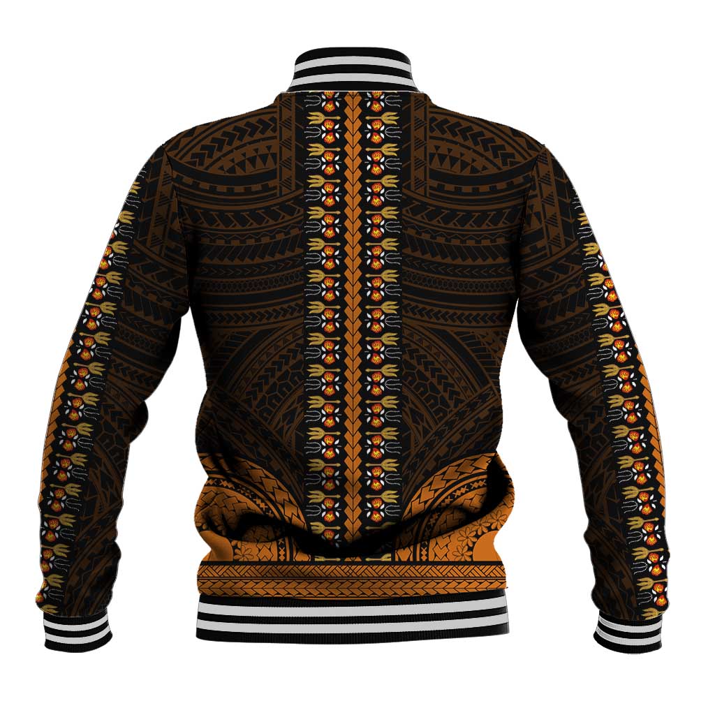 African Dashiki and Polynesian Pattern Baseball Jacket Gold