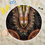 African Dashiki and Polynesian Pattern Beach Blanket Gold
