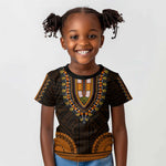 African Dashiki and Polynesian Pattern Kid T shirt Gold