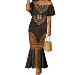 African Dashiki and Polynesian Pattern Mermaid Dress Gold