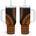 African Dashiki and Polynesian Pattern Tumbler With Handle Gold