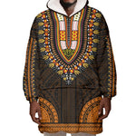 African Dashiki and Polynesian Pattern Wearable Blanket Hoodie Gold