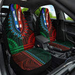 African Dashiki and Polynesian Pattern Car Seat Cover Half Green-Red