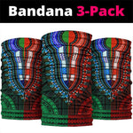 African Dashiki and Polynesian Pattern Neck Gaiter Half Green-Red LT9