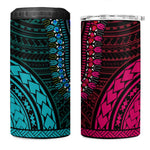 African Dashiki and Polynesian Pattern 4 in 1 Can Cooler Tumbler Half Teal-Pink