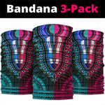 African Dashiki and Polynesian Pattern Neck Gaiter Half Teal-Pink LT9