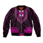 African Dashiki and Polynesian Pattern Bomber Jacket Pink