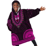 African Dashiki and Polynesian Pattern Kid Wearable Blanket Hoodie Pink