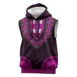 African Dashiki and Polynesian Pattern Sleeveless Hoodie Pink - African Pride