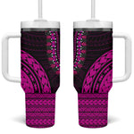 African Dashiki and Polynesian Pattern Tumbler With Handle Pink
