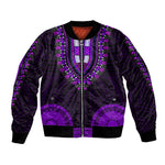 African Dashiki and Polynesian Pattern Bomber Jacket Purple