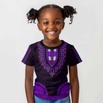 African Dashiki and Polynesian Pattern Kid T shirt Purple