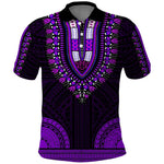 African Dashiki and Polynesian Pattern Polo Shirt Purple