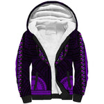 African Dashiki and Polynesian Pattern Sherpa Hoodie Purple