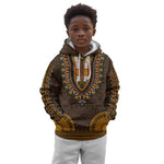Gold Dashiki and Tapa Pattern Kid Hoodie Africa-Polynesia Together Culture
