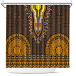 Gold Dashiki and Tapa Pattern Shower Curtain Africa-Polynesia Together Culture