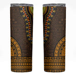 Gold Dashiki and Tapa Pattern Skinny Tumbler Africa-Polynesia Together Culture