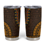 Gold Dashiki and Tapa Pattern Tumbler Cup Africa-Polynesia Together Culture