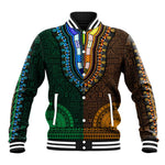 Green-gold Dashiki and Tapa Pattern Baseball Jacket Africa-Polynesia Together Culture