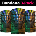 Green-gold Dashiki and Tapa Pattern Neck Gaiter Africa-Polynesia Together Culture LT9
