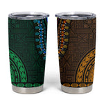 Green-gold Dashiki and Tapa Pattern Tumbler Cup Africa-Polynesia Together Culture