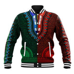 Green-red Dashiki and Tapa Pattern Baseball Jacket Africa-Polynesia Together Culture