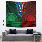 Green-red Dashiki and Tapa Pattern Tapestry Africa-Polynesia Together Culture