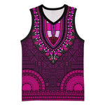 Pink Dashiki and Tapa Pattern Basketball Jersey Africa-Polynesia Together Culture - African Pride