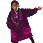 Pink Dashiki and Tapa Pattern Kid Wearable Blanket Hoodie Africa-Polynesia Together Culture