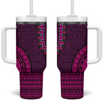 Pink Dashiki and Tapa Pattern Tumbler With Handle Africa-Polynesia Together Culture