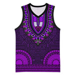 Purple Dashiki and Tapa Pattern Basketball Jersey Africa-Polynesia Together Culture - African Pride