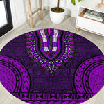 Purple Dashiki and Tapa Pattern Round Carpet Africa-Polynesia Together Culture