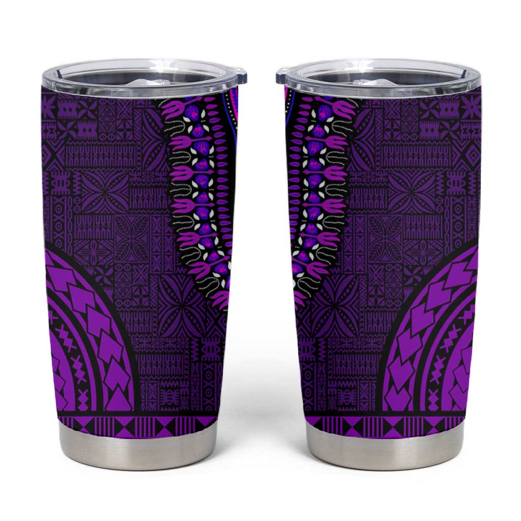 Purple Dashiki and Tapa Pattern Tumbler Cup Africa-Polynesia Together Culture