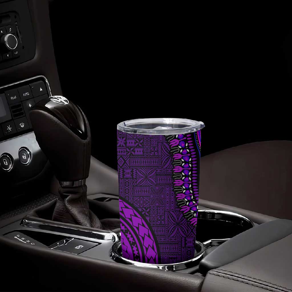 Purple Dashiki and Tapa Pattern Tumbler Cup Africa-Polynesia Together Culture