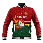 Custom Africa Cricket Zimbabwe Baseball Jacket The Chevrons Cricket Ball Fire - African Pride