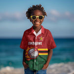 Custom Africa Cricket Zimbabwe Kid Hawaiian Shirt The Chevrons Cricket Ball Fire - African Pride