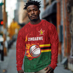 Custom Africa Cricket Zimbabwe Long Sleeve Shirt The Chevrons Cricket Ball Fire - African Pride