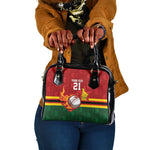 Custom Africa Cricket Zimbabwe Shoulder Handbag The Chevrons Cricket Ball Fire - African Pride
