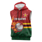 Custom Africa Cricket Zimbabwe Sleeveless Hoodie The Chevrons Cricket Ball Fire - African Pride