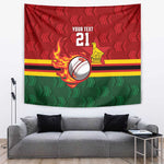 Custom Africa Cricket Zimbabwe Tapestry The Chevrons Cricket Ball Fire - African Pride