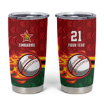 Custom Africa Cricket Zimbabwe Tumbler Cup The Chevrons Cricket Ball Fire - African Pride