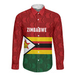 Custom Africa Cricket Zimbabwe Long Sleeve Button Shirt Zimbabwean Pattern Flag Motif - African Pride