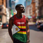 Custom Africa Cricket Zimbabwe Men Tank Top Zimbabwean Pattern Flag Motif - African Pride