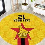 Custom Africa Football Zimbabwe Round Carpet The Warriors with Zimbabwe Bird - African Pride