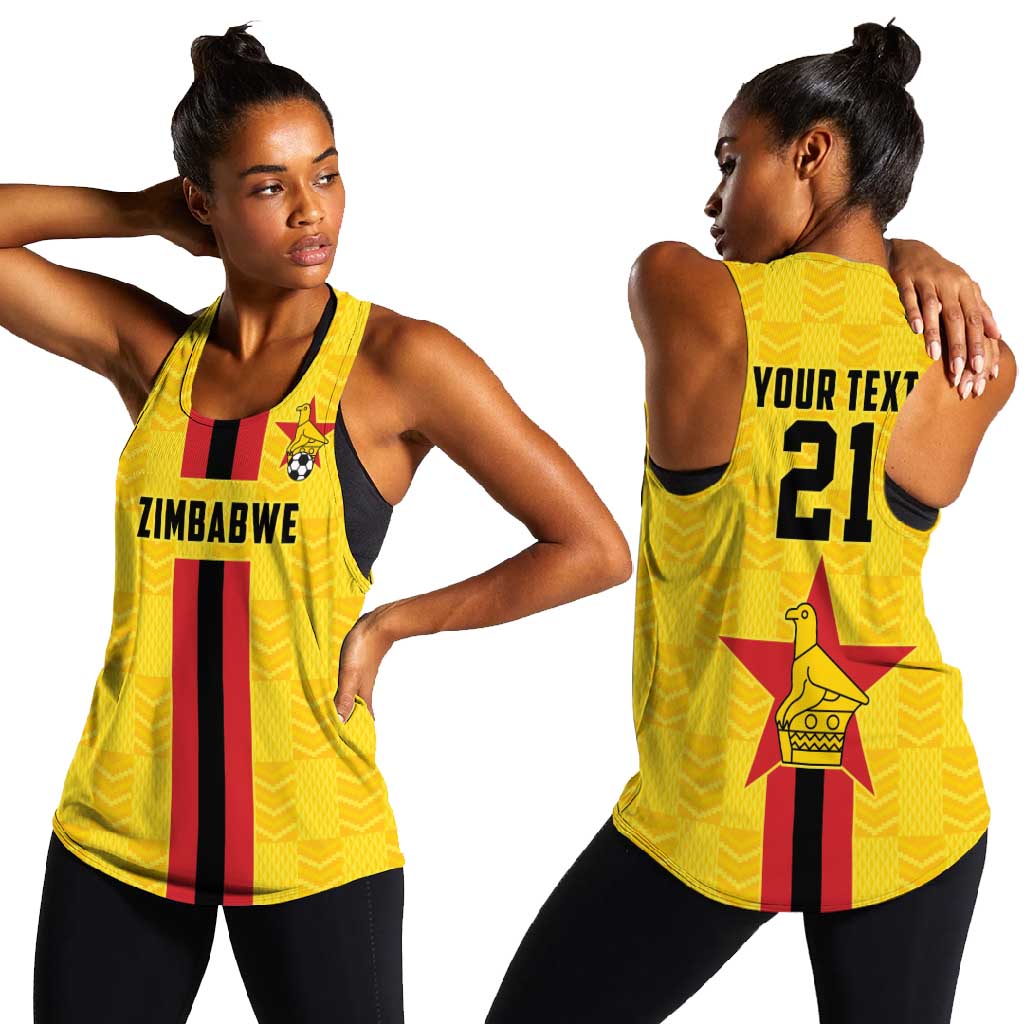 Custom Africa Football Zimbabwe Women Racerback Tank The Warriors with Zimbabwe Bird - African Pride