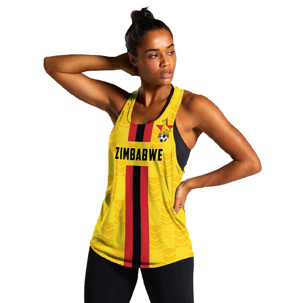 Custom Africa Football Zimbabwe Women Racerback Tank The Warriors with Zimbabwe Bird - African Pride