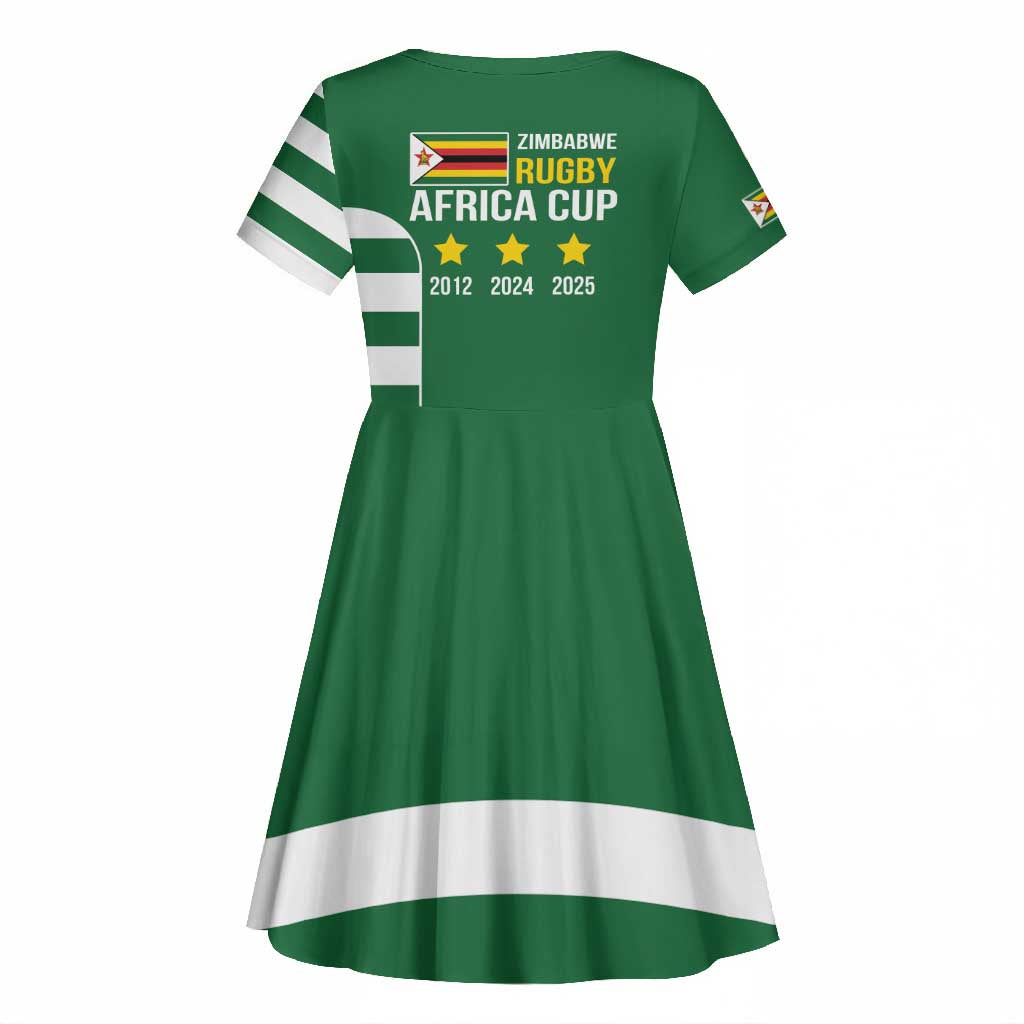 Zimbabwe Rugby History Champion Kid Short Sleeve Dress One For The History Sables - African Pride