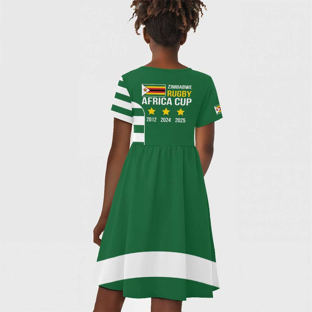 Zimbabwe Rugby History Champion Kid Short Sleeve Dress One For The History Sables - African Pride