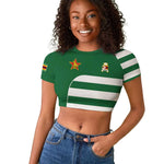 Zimbabwe Rugby History Champion Raglan Cropped T shirt One For The History Sables - African Pride