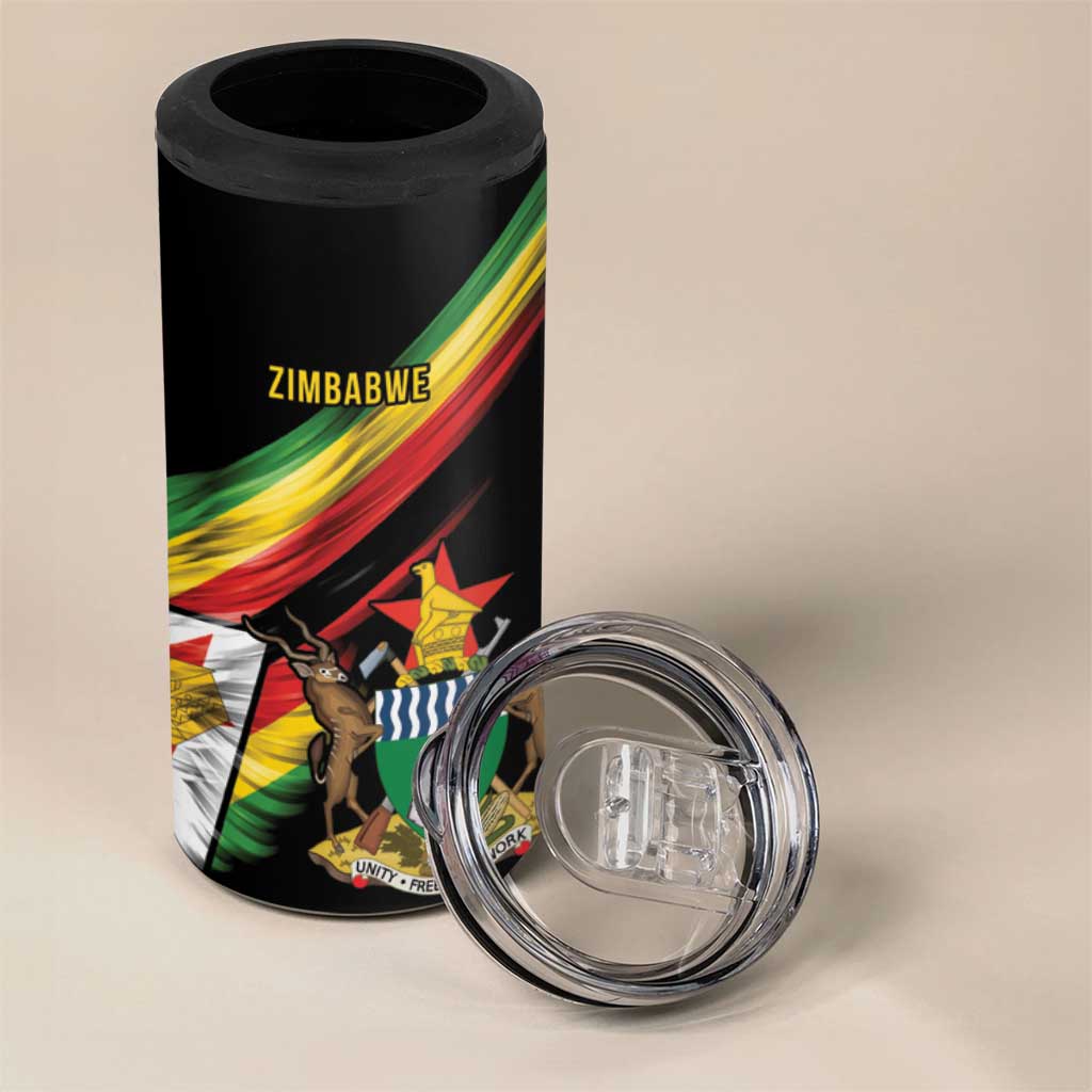 Zimbabwe Wings Flag 4 in 1 Can Cooler Tumbler Proudly Zimbabwean - African Pride